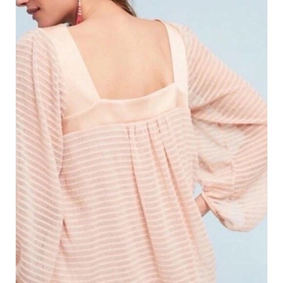 Anthro Meadow Rue Womens Small Top Allyson Blouse Square Peach Fairy Boho - Picture 11 of 11
